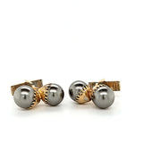 Splendid Vintage Gold Plated Cufflinks with Double Gray Faux Pearls | Peter's Vaults