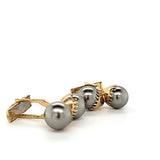 Splendid Vintage Gold Plated Cufflinks with Double Gray Faux Pearls | Peter's Vaults