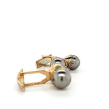 Splendid Vintage Gold Plated Cufflinks with Double Gray Faux Pearls | Peter's Vaults