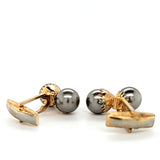 Splendid Vintage Gold Plated Cufflinks with Double Gray Faux Pearls | Peter's Vaults