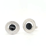 Splendid Vintage Hand-Crafted Sterling Silver Onyx Cufflinks in Mint Condition