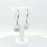 Stunning Akoya Keshi Pearl Drop Earrings in 14KW in RARE Light Blue Color | Peter's Vault