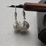 Stunning Akoya Keshi Pearl Drop Earrings in 14KW in RARE Light Blue Color | Peter's Vault