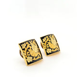 Vintage Damascene Hand-crafted Hummingbird Clip on Earrings - Gold Plated | Peter's Vaults