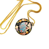 Vintage Hand Painted Butterfly Cloisonne Necklace - Gold Filled | Peter's Vaults