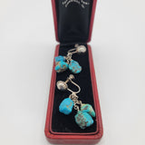 Vintage Sterling Silver Baroque Turquoise Drop-Dangle Earrings