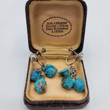 Vintage Sterling Silver Baroque Turquoise Drop-Dangle Earrings