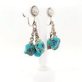 Vintage Sterling Silver Baroque Turquoise Drop-Dangle Earrings