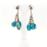 Vintage Sterling Silver Baroque Turquoise Drop-Dangle Earrings