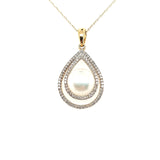 Whimsical Pearl and Double Row Diamond Necklace in 14K Yellow Gold  Peter's Vault