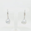 Stunning Akoya Keshi Pearl Drop Earrings in 14KW in RARE Light Blue Color | Peter's Vault